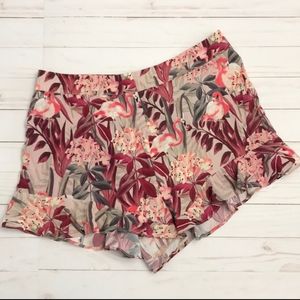 Zara floral shorts with ruffle hem